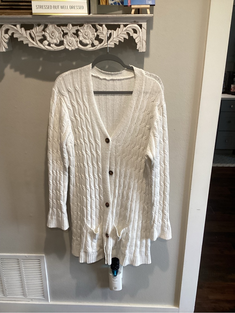 Worn Once -Cozy Women's Cream Cable-Knit Button Cardigan -Sz 4x!